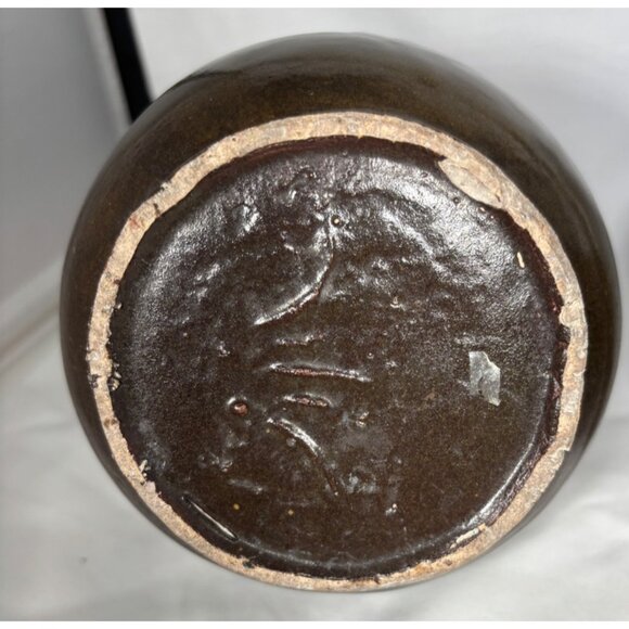 Antique Primitive Brown Ceramic Pots Lot of 2 Albany Slipware Glazed - Picture 8 of 8